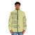 A cozy puffer jacket with a design featuring books, music, food, and naps - perfect for bookworms and book lovers. - men front