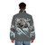 The Swordswolf Grey Wolf Puffer Jacket, a dark souls inspired video game jacket - men back