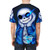 Glowing blue-eyed skeleton design on a high-quality t-shirt, inspired by the popular video game Undertale. - men back