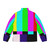 No Signal TV Art Print Puffer Jacket - Vibrant Retro Fashion with Colorful Graphic Design - Back