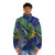 Abstract glass puffer jacket with Chihuly-inspired design - men front