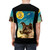 Vintage illustration of Laika the Soviet space dog on a t-shirt design celebrating the Sputnik 2 mission. - men back