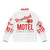 Schitt's Creek inspired Rosebud Motel puffer jacket featuring the rose family - Back