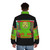 No No Square Puffer Jacket featuring a green and red design inspired by the popular YouTube meme - men back
