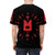 Cult of the Lamb inspired red crown ritual t-shirt with occult and gaming elements - men back