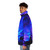Glowstick Party Puffer Jacket with Vibrant Blue and Black Swirling Lights - men side left