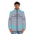 Colorful hypercolor puffer jacket with global design - men front