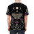 Mystical t-shirt design featuring a moth, thistle, and moon phases - men back