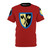 Retro-inspired t-shirt featuring crossed axes and crusader shield design