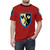 Retro-inspired t-shirt featuring crossed axes and crusader shield design - men front