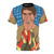 Stefon, the iconic Saturday Night Live character, featured in a stylized pop art design on a t-shirt