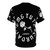 A black and white t-shirt with a rose graphic design, inspired by the music of an Italian rapper. - Back