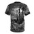 Vintage-style illustration of the crucifixion on a dark t-shirt - Back