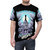 A high-quality T-shirt featuring a dark, spooky castle surrounded by a stormy night sky and a prominent skull design, perfect for fans of heavy metal and fantasy aesthetics. - men front