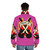 Gambit-inspired rock x roll crop top puffer jacket with comic book cosplay style - men back