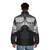 Robocop-inspired chest plate puffer jacket with futuristic design - men back