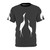 Artistic t-shirt design featuring a graceful crane silhouette against a mountainous landscape