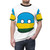 Graphic t-shirt featuring a playful countryball design representing the nation of Rwanda - men front