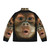 A puffer jacket with a funny chimpanzee face print design - Back