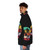 Puffer jacket with a scenic sunset landscape, trees, and wildlife silhouettes - men side left
