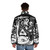Yo Cult Occult Puffer Jacket with skull, snake, and all-seeing eye symbols - men back