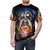 An AOP (all-over-print) t-shirt featuring a playful rottweiler dog design - men front
