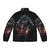 Fullmetal Alchemist inspired puffer jacket with graffiti-style graphics