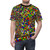 A person wearing a t-shirt featuring a vibrant, abstract 3D Rubik's Cube design. - men front