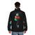 Spaceman's Galactic Puffer Jacket with astronaut, planets, and space elements - men back