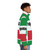 A puffer jacket with an Italian flag, goomba, and "fuhgeddaboudit" design - men side right