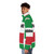A puffer jacket with an Italian flag, goomba, and "fuhgeddaboudit" design - men side left