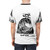 A t-shirt featuring a cute dachshund dog surfing on the waves with the text "Ruff Ride" - men back