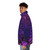 Fuchsia and purple tie dye puffer jacket with a colorful, psychedelic pattern - men side left