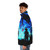 Rin Blue Exorcist inspired puffer jacket with colorful anime-style graphics - men side left