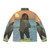 Retro puffer jacket featuring the album cover art for Tatsuro Yamashita's "Ride On Time" - Back