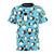 Colorful illustration of various penguin species on an all-over print t-shirt