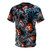 A bold and vibrant t-shirt featuring a complex coral fractal design in a psychedelic color palette. - Back