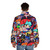 Friday Night Funkin Collage Puffer Jacket featuring characters from the popular video game - men back