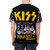 Illustration of the rock band Kiss in a stylized, artistic design printed on a t-shirt - men back