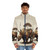 Rhino puffer jacket featuring a rhinoceros portrait surrounded by plants and flowers - men front