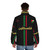 Palestine Football Puffer Jacket featuring the Palestinian flag and calligraphy - men back