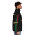 Palestine Football Puffer Jacket featuring the Palestinian flag and calligraphy - men side right