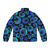Retro blue abstract puffer jacket