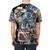 Contemplative abstract art t-shirt featuring a neo-expressionist style face illustration with text and word art. - men back