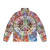 Vibrant retro tie-dye puffer jacket with peace sign and psychedelic design - Back