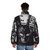 Frank the Bunny from Donnie Darko inspired puffer jacket with dark art design - men back