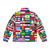 A vibrant puffer jacket featuring the flags of countries around the world - Back