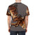 Cubist art design featuring a fire-breathing dragon known as the King of the Skies - men back