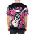 Detailed graphic of roses and skulls on a rock and roll-inspired t-shirt - men back