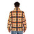 Retro floral puffer jacket in orange and charcoal colors - men back